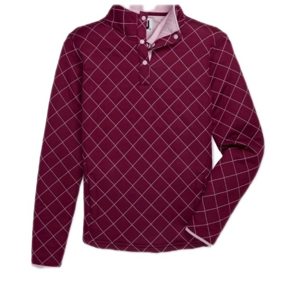 FootJoy FJ Womens Quilted Top Mid Layer Pullover Golf Athleisure Burgundy *FLAW*